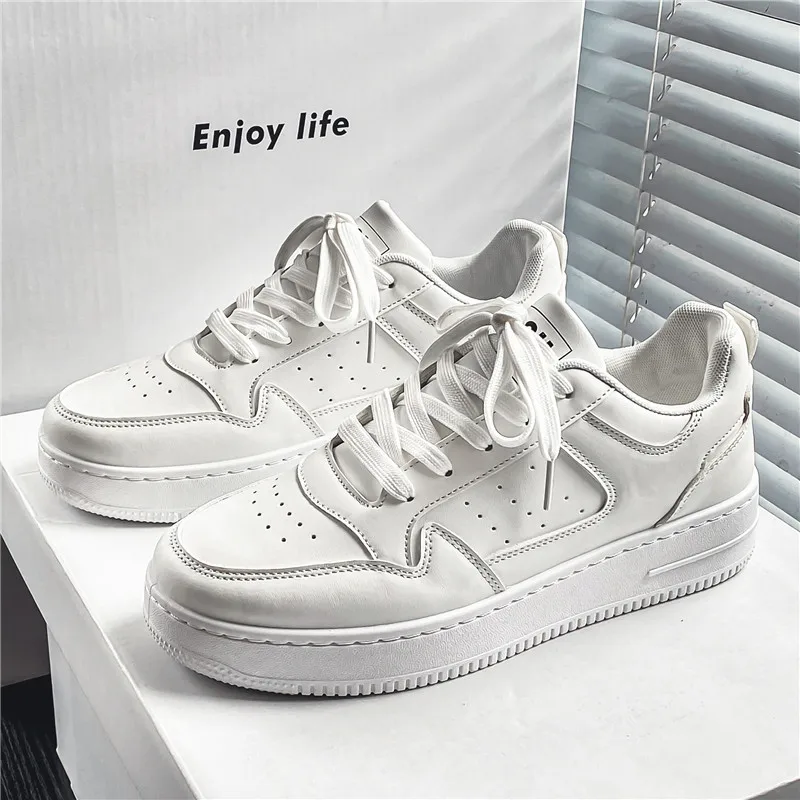 Spring and Summer Men's Shoes, New Breathable Sneakers, Men's Trendy and Versatile Thick-Soled White Shoes, Sports and Casual Sneakers - Image 3