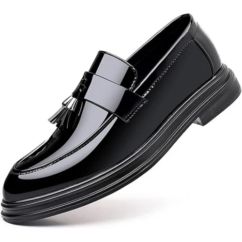 Men's Tassels High Gloss Patent Penny Loafers Fashion Formal Business Casual Oxford Slip On Dress Shoes Shoe for Men