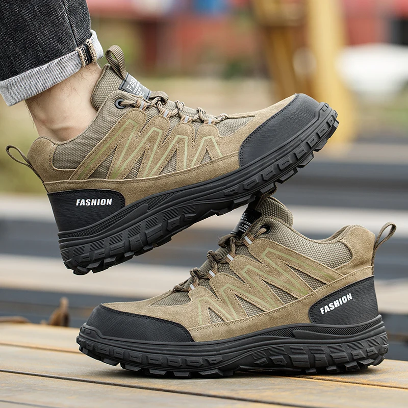 Men's Safety Work Shoes Anti-Crush Piercing Plastic Toe Cap Insulated Outdoor Casual Labor Protection Boots Secure Footwear